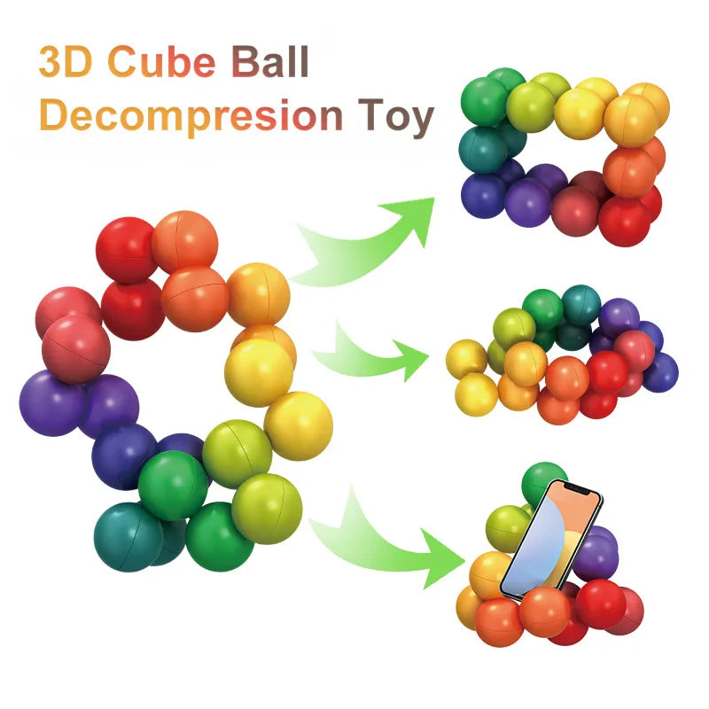 DIY Sensory Fidget Toys 3D Rotating Educational Balls For Stress Anxiety Relief Creative Activities Desk Toy Travel Airplane Toy