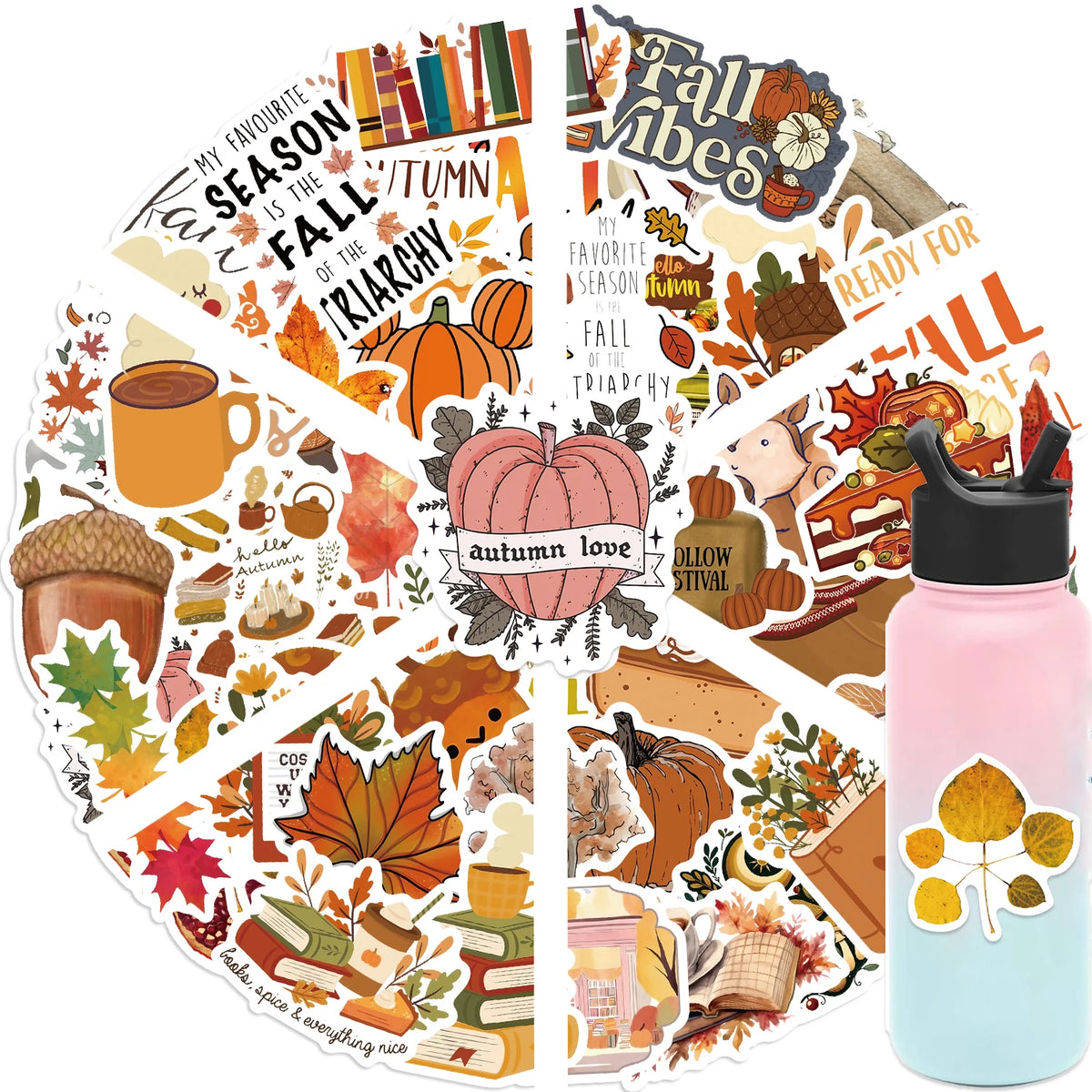 50pcs Autumn Fall Maple Leaves Sticker Travel Suitcase Phone Laptop Luggage Classic Stickers Home Decor Diy