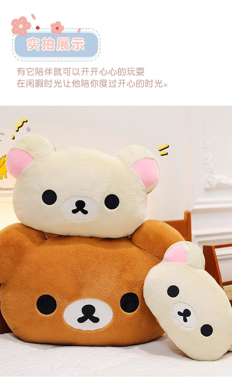 Cute Rilakkuma Big Head Plush Pillow Large Size Soft Stuffed Toy Cushion Bedroom Sofa Decor Unisex Birthday Gift For Adult