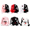 Creepy Goth Bunny Plush Black And White Contrasting Crazy Rabbit Spooky Gothic Bunny CuteStuffed Animal Halloween birthday Gift