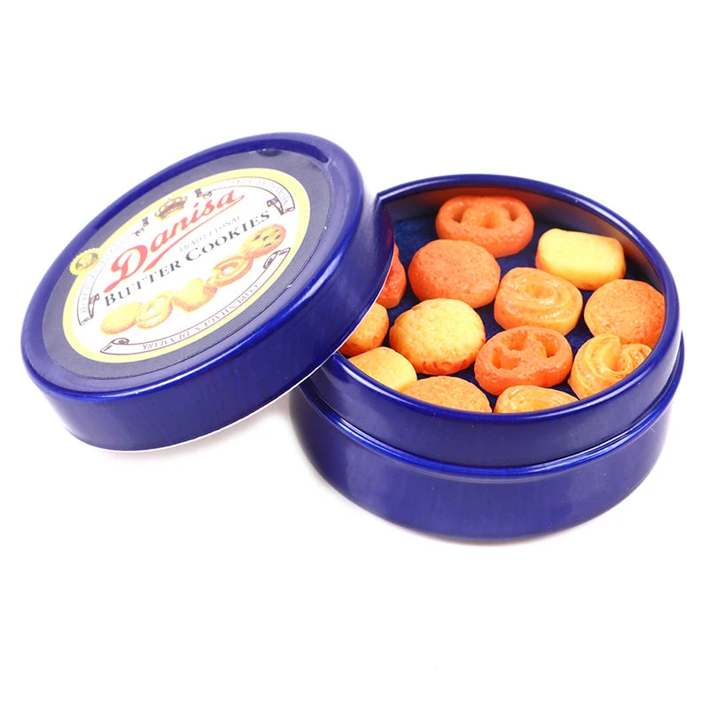 1Pcs 1/12 Dollhouse Miniature Danish Cookie  Box Model Set Kitchen Accessories For Doll House Decor Kids Toys Gift