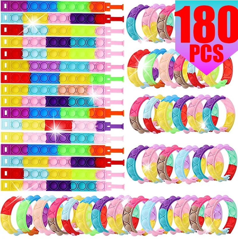 Push Pop Bubble Sensory Bracelet Fidget Toy for Kids Stress Reliever Classroom Reward Party Favors Children's Gift Pop Bracelet