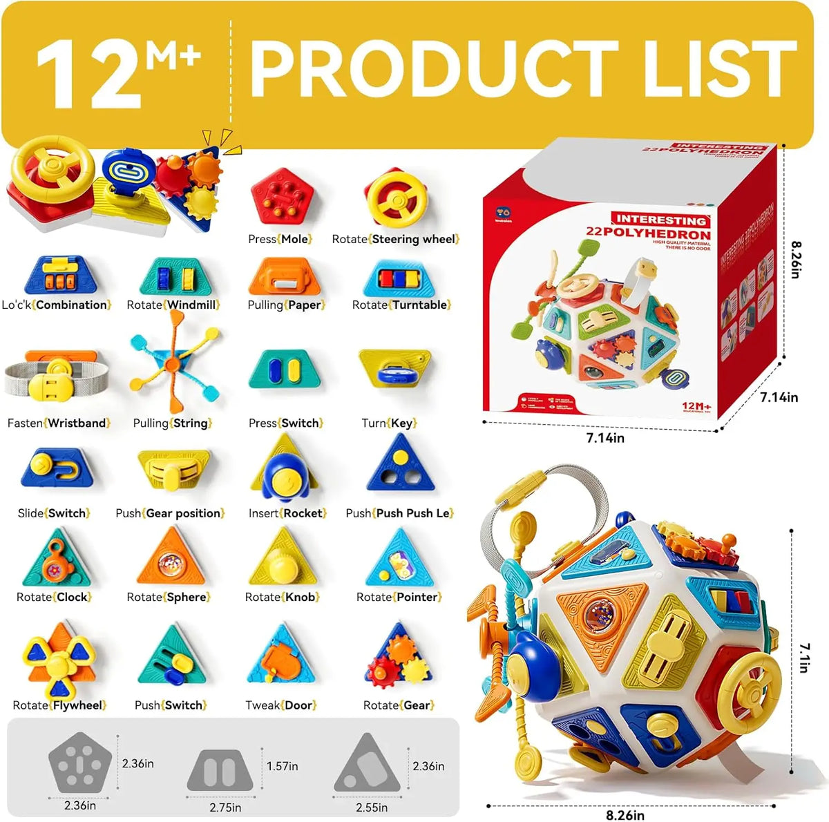 22-in-1 Toddler Busy Board Activity Cube Toys Fine Motor Skill Early Educational Montessori Sensory Travel Toys Boy Girl Gifts