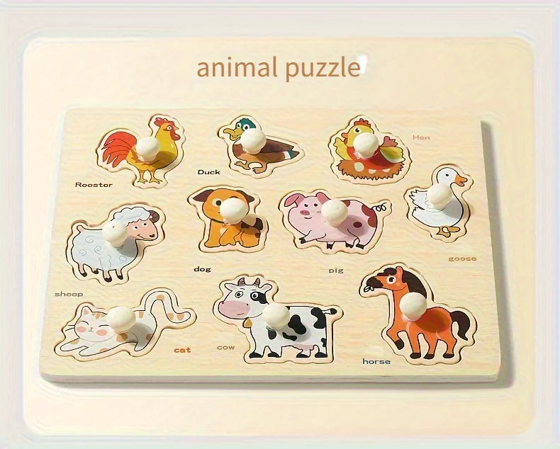 Montessori Early Education Geometry Beginner Puzzle Board, Hand-Held Fixed Board Puzzle Development, Puzzle Block Shape Matching