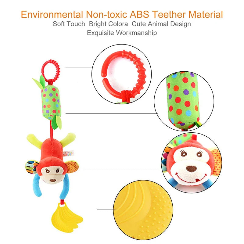 Baby Toy Plush Bed Hanging Pendant Baby Plush Cute Cartoon Animal Wind Chime Stroller Hanging Teether Stroller For Newborn Gifts