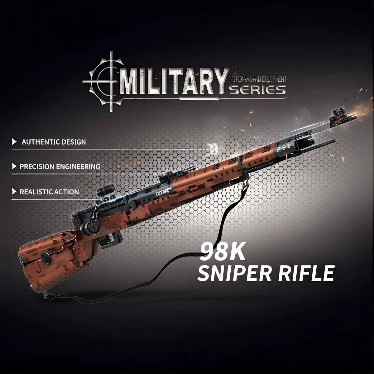 1206PCS Historical Rifle Model Kit Classic Bolt Action Sniper Building Set for Adult Collector Mechanical Engineering Project