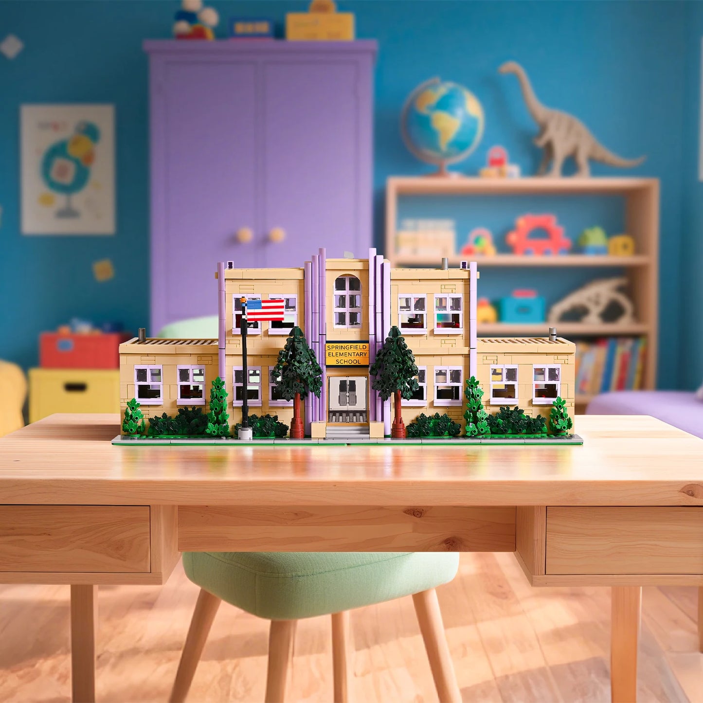 Barweer Springfield Elementary School Building Blocks Set 3500PCS Classic Anime Schoolhouse Construction Bricks Model Kit DIY Assembly Toys for Adults Ideal Birthday Holiday Gift Home Office Decoration Ornament Collection Dis