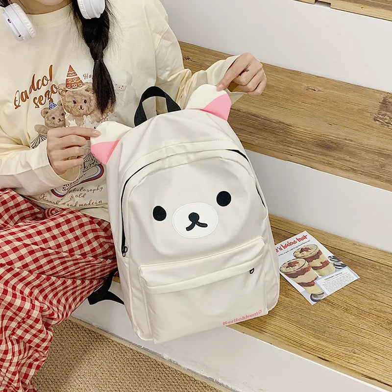 Hot Cute Bear Rilakkumas Backpack Large Capacity Anime Cartoon Backpack Stylish Student School Bag Nylon Shoulder Bags Schoolbag