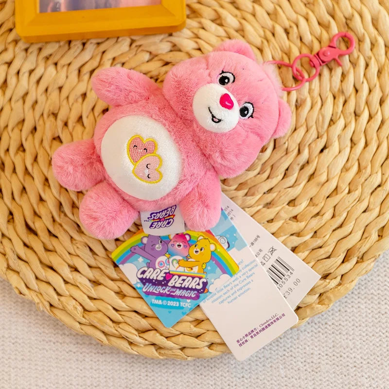 Care Bears Plush Keychain Carebears Rainbow Bear Squeak Voice Cute Stuffed Toys Doll Backpack SchoolBag Decor Keyring Girl Gifts