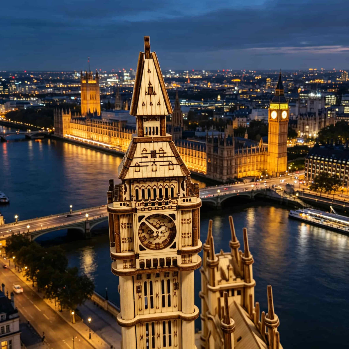 1 Wooden DIY Big Ben Clock, a Creative 3D Jigsaw Puzzle, Ideal as a Festive Gift or Home Decoration.