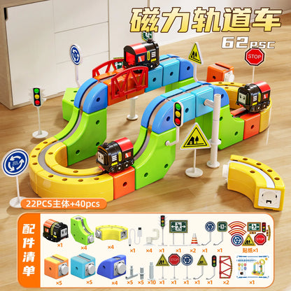 Popular toy Children' Anti-Gravity Magnetic Attraction Track Train Set Changeable Magic Rail Car Electric Toy Play Vehicle Model