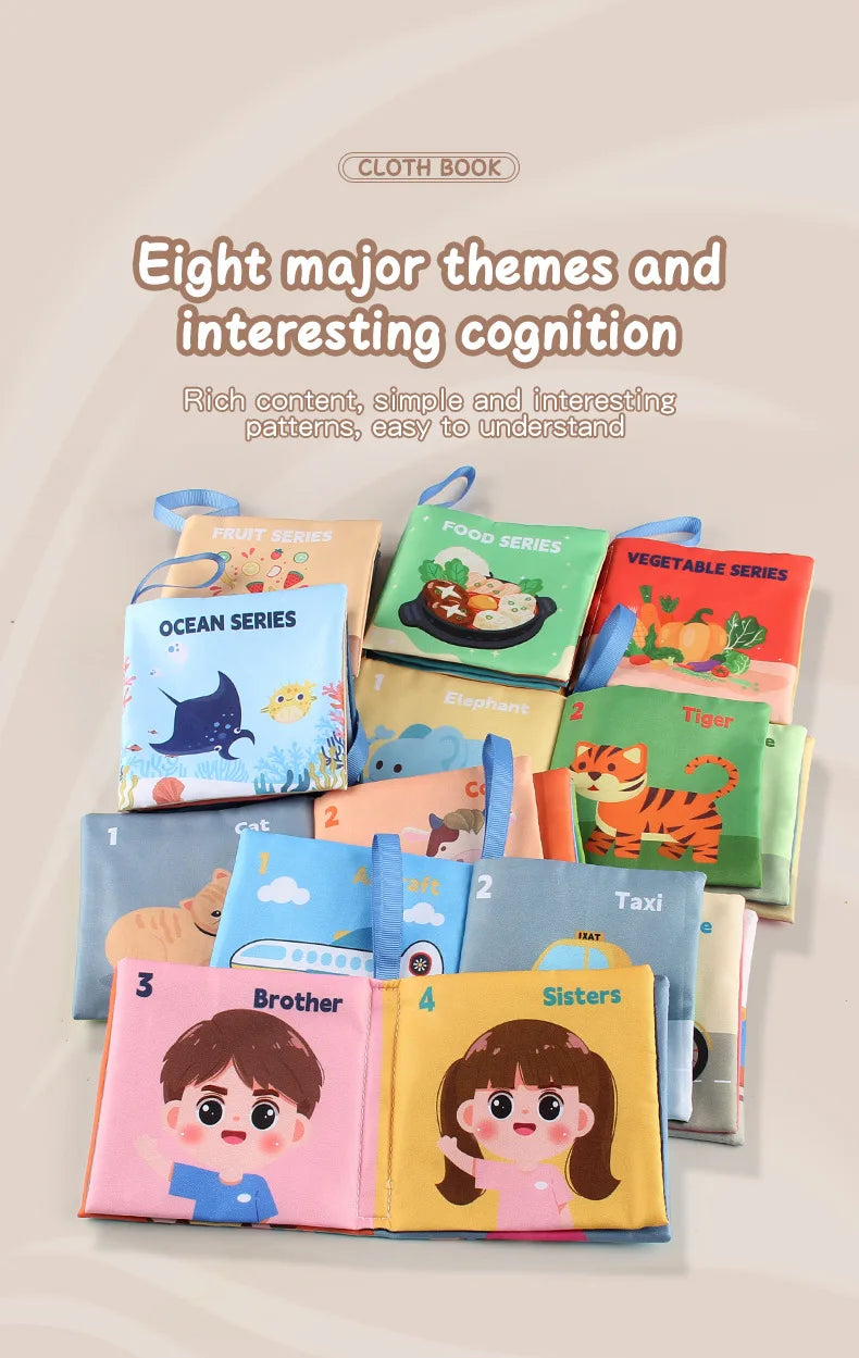 Soft Baby Books Toys Montessori 3D Touch Feel High Contrast Cloth Book Sensory Early Learning Games for Kids Educational Toys