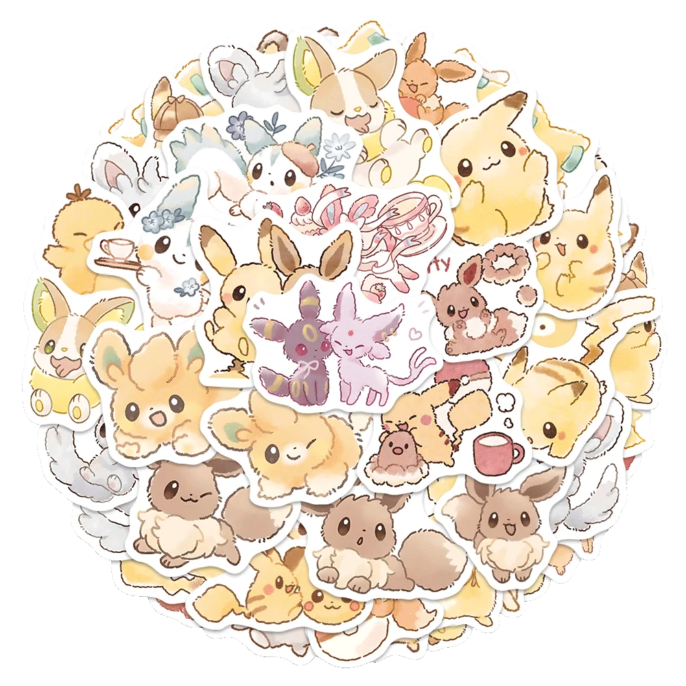 80pcs Pokemon Anime Stickers Pikachu Laptop Skateboard Scrapbook Suitcase Bike Kawaii Sticker Guitar Phone Cartoon Kid Gift Toys