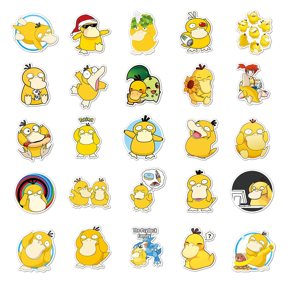 10/30/50pcs Cute Pokemon Anime Psyduck Stickers Funny Decals Toy Phone Water Bottle Notebook Kawaii Cartoon Sticker Decoration
