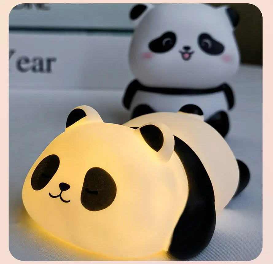 Panda Tap Night Light Soft Ambient Bedroom Lamp Sitting Prone Ornament Eye Friendly Sleep Aid Kawaii Decoration Holiday Gift
