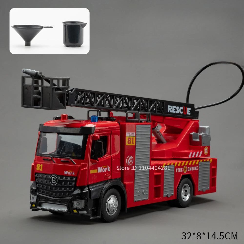 1:18 Electric Sanitation Garbage Truck Toy Cars Model Alloy Water Tanker Diecast Light Sound Vehicle Children's Educational Toys