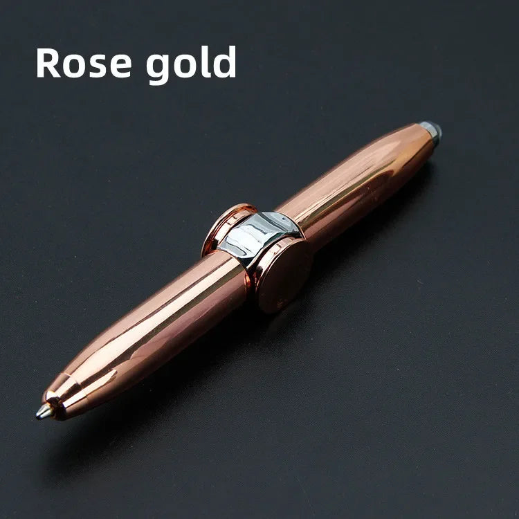 Multi-Functional Gyro Pen Decompression Finger Rotation Toy Fidget Spinner LED Light Ballpoint Pen Metal Gyro Pen Gift