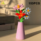 HUIQIBAO MOC Eternal Flower Bouquet with pot Micro Building Block Sunflower Rose Mini Model Brick Toy home Desk Decoration