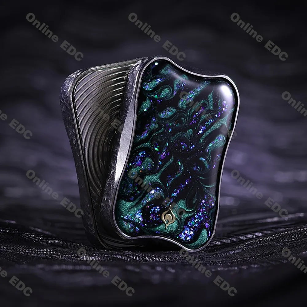 Peacock Aura Sand Slim Pro Unlimited Pushing Slider Fidget Slider Stainless Steel Titanium Zirconium Stress Relief Toy For Adult