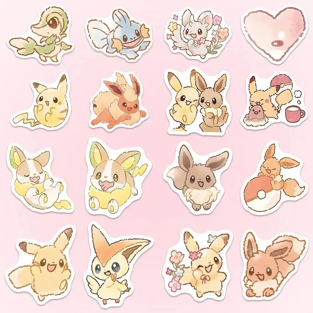 80pcs Pokemon Anime Stickers Pikachu Laptop Skateboard Scrapbook Suitcase Bike Kawaii Sticker Guitar Phone Cartoon Kid Gift Toys