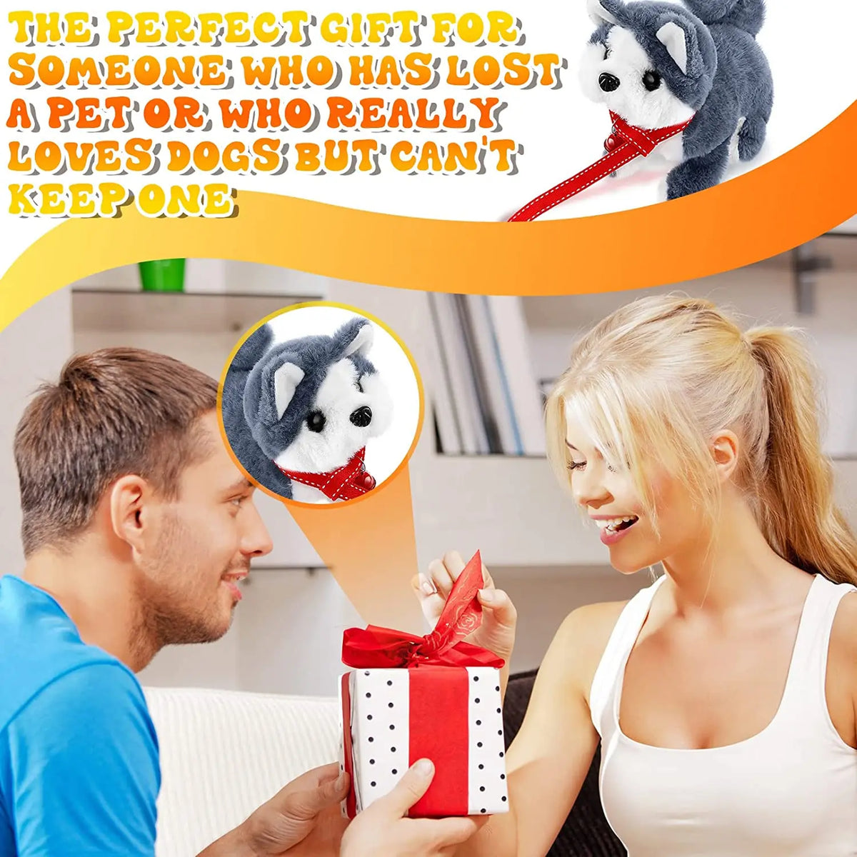 18CM Electric Simulation Puppy Plush Toys Interactive Dog Robot  Walking Barking Tail Wagging Toy for Kids Birthday Xmas Gift
