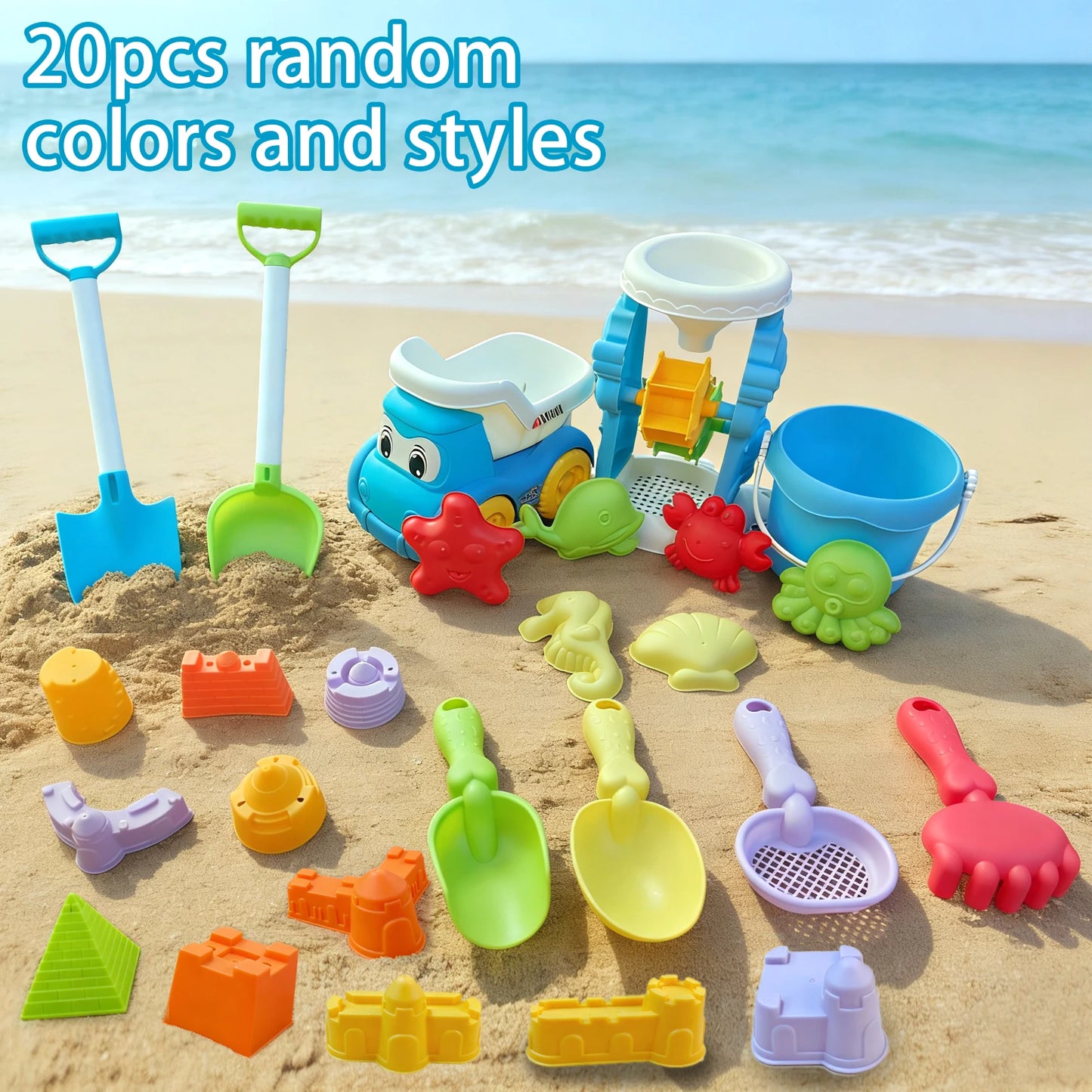 OceanX 15-in-1 Beach Explorer Kit - STEM Sand & Water Play Set with Detachable ATV & Hydraulic Shovel