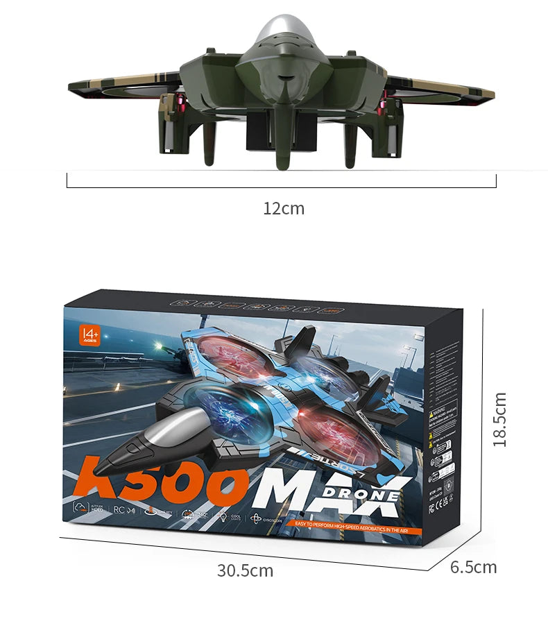 K500MAX Glider Flying Helicopter RC Hobby Jet Plane 2.4G Stunt Remote Control Foam Fighter Airplane Toy Drone With Light