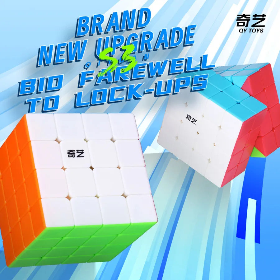Qiyi S3 4x4 Stickerless Magic Cube 59mm Size Qiyi W2 4x4 Black Sticker Magic Cube 60mm Size Professional Cubo Magico Puzzle Toys