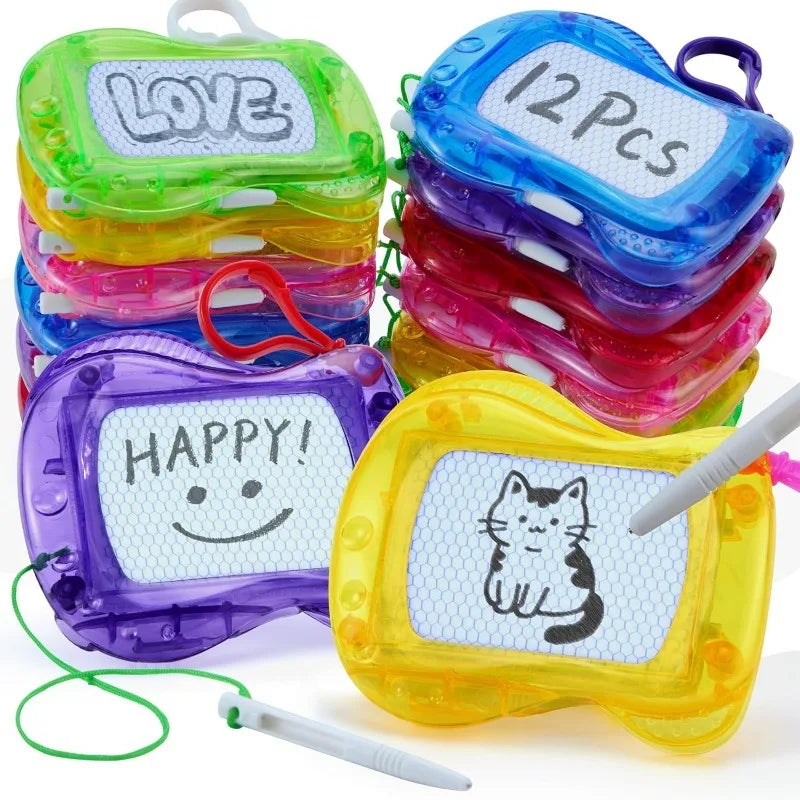 12 Pcs Mini Magnetic Drawing Board 6 Different Color Erasable Keychain Drawing Board Writing Pad for Boys and Girls Party Favors for Kids 8-12, Classroom Prize, Birthday Goodie Bag Stuffers