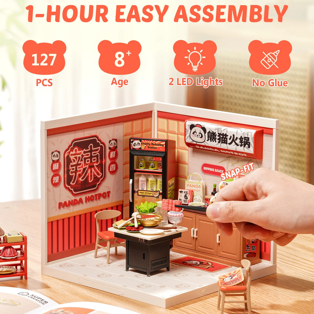 Rolife DIY Miniature House Super Creator Series Dollhouse 3D Puzzle Panda Hot Pot/Hong Kong Bites Cafe/Night Out Food Stall
