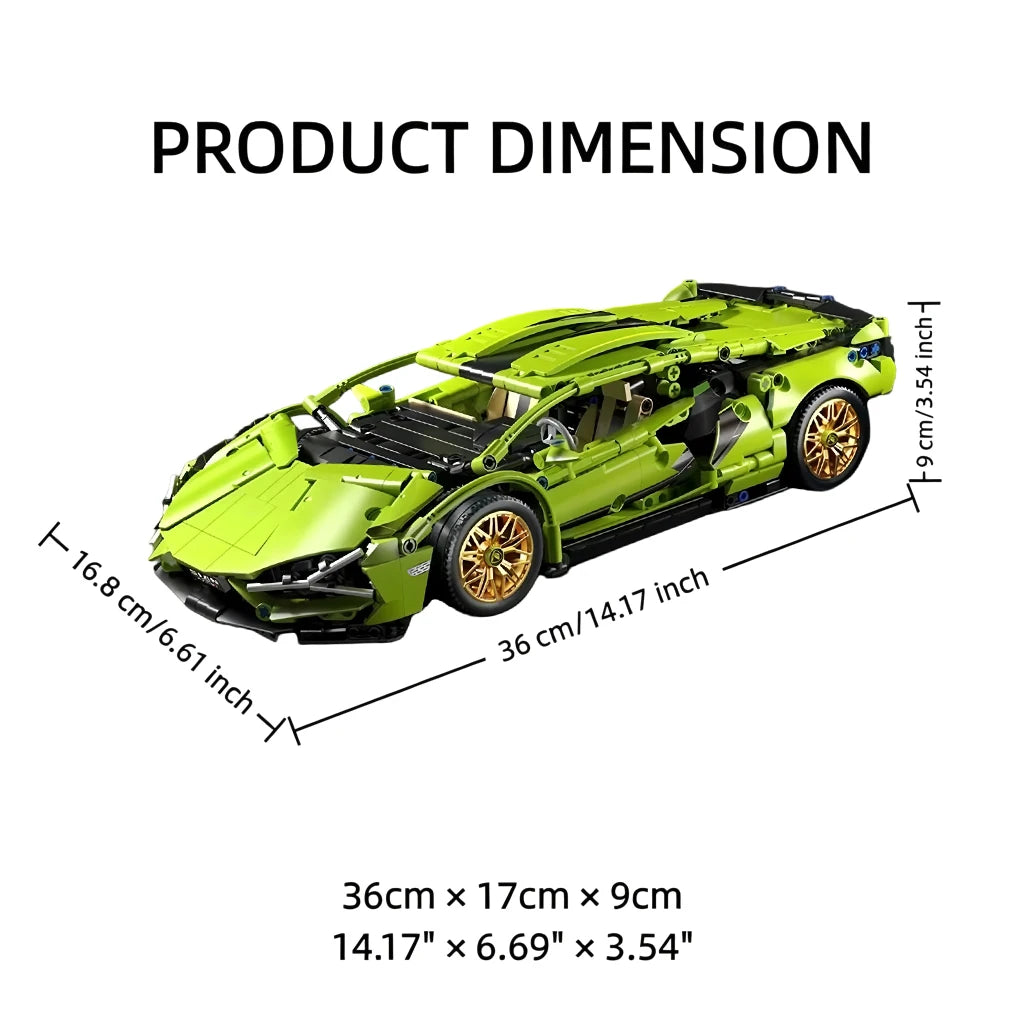 1:14 RC Technic MOC Sports Car Blocks,1280PCS Bricks with Built-in Motor,DIY Assemble Remote Racing Car Model