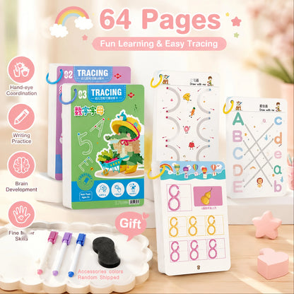 Reusable Magic Practice - 4-Book Set for Pen Control, Letters & Numbers | 128 Pages Handwriting Workbook for Kids Ages 3-8 | Homeschool & Classroom Supplies