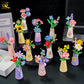 HUIQIBAO MOC Flower with pot Micro Building Block Sunflower Mini Model Bricks set Flowers Toys for Adults home Desk Decoration