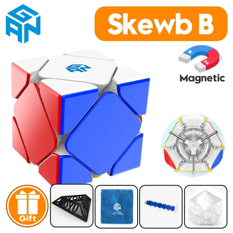 【JudyCube】GAN Skewb Magnetic (Enhanced UV Coated) Magnetic Magic Speed Cube  Professional Fidget Toys GAN Skewb Cubo Magico
