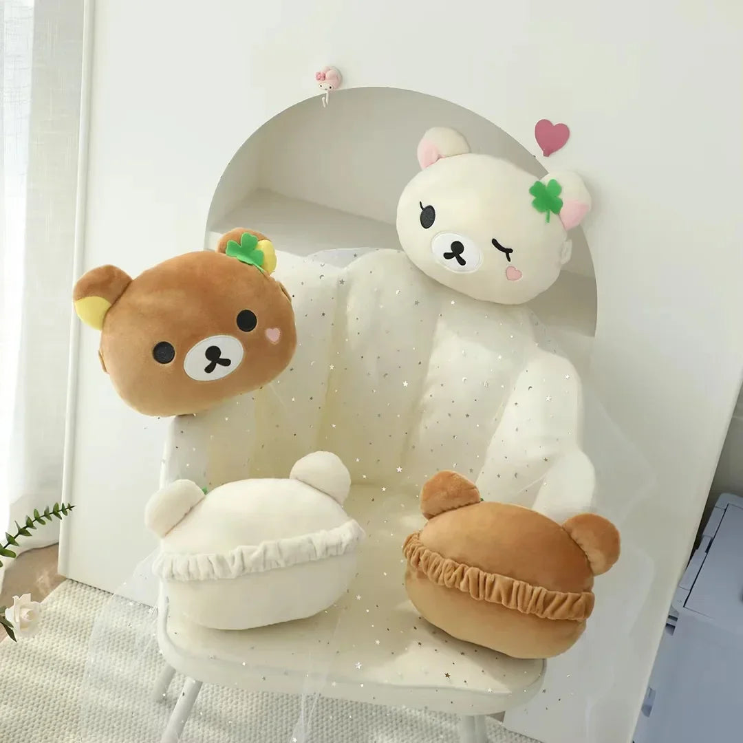 Kawaii Rilakkuma Car Seat Belt Cover Soft Plush Bear Seat Belt Shoulder Pad Japanese Style Cute Car Accessory for Girls Women