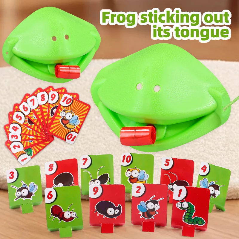 Frog Chameleon Lizard Mouth Mask Kids Toy Board Game Blow Activated Tongue Blow Catch Game Interactive Educational Game Prop