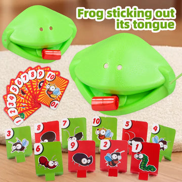 Frog Chameleon Lizard Mouth Mask Kids Toy Board Game Blow Activated Tongue Blow Catch Game Interactive Educational Game Prop
