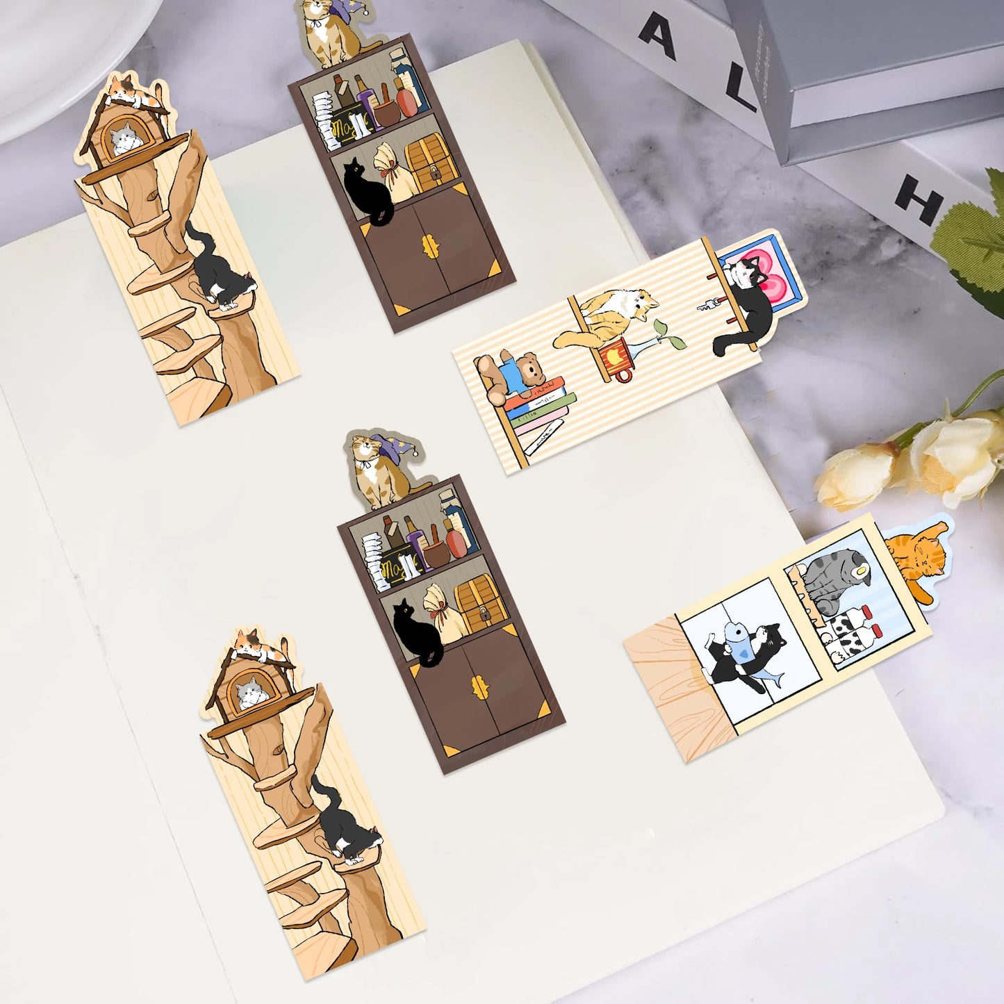 5pcs Simple And Fun Cat Paw Magnetic Bookmarks Reading Items Page Holder Stationery Office Supplies Book For Pages Books Readers