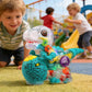 Electric Dinosaur Toy Car for Kids Robot Pet Universal Wheel Bump and Go Swing Toy Transparent Gear with Lights and Music