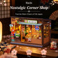 Rolife Nostalgic Corner Shop DIY Book Nook Kit with Sliding Door Wooden Dollhouse 3D Puzzle with LED Light for Bookshelf Decor