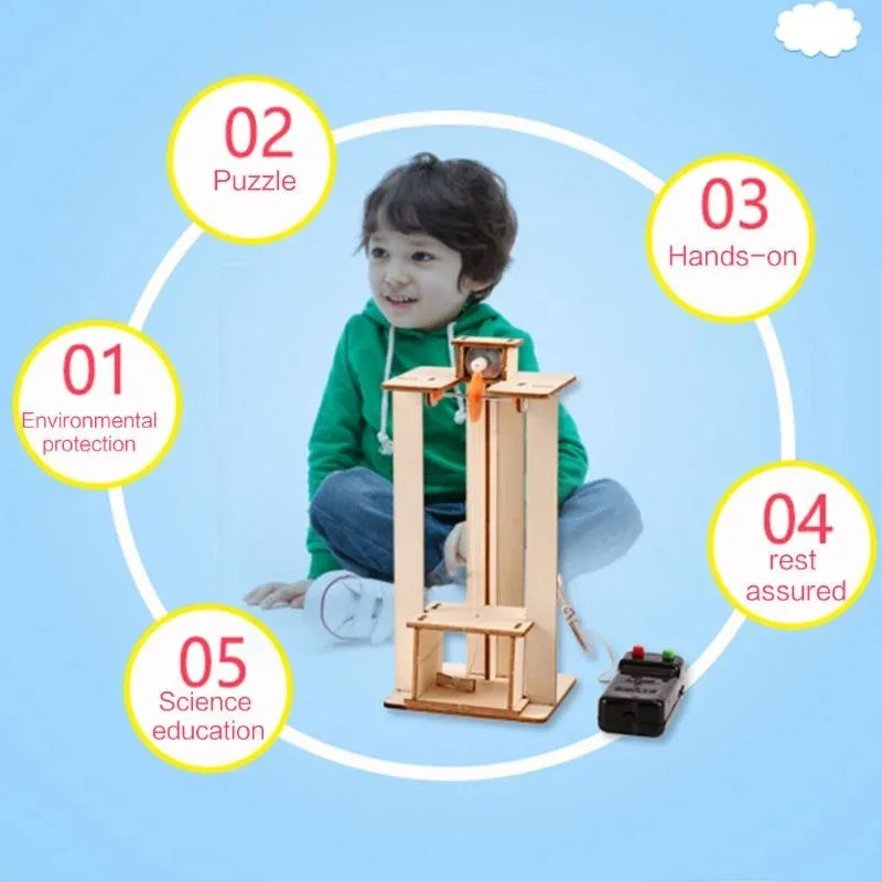 DIY Science Model Kit for Kids - Homemade Elevator Educational Toy Small-Scale Technology Production Popularization