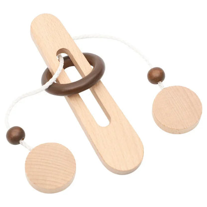 3D Wooden Interlocking Ring Puzzle, Logic & Spatial Thinking Training Game, Focus Brain Teaser Toy for Kids and Adults