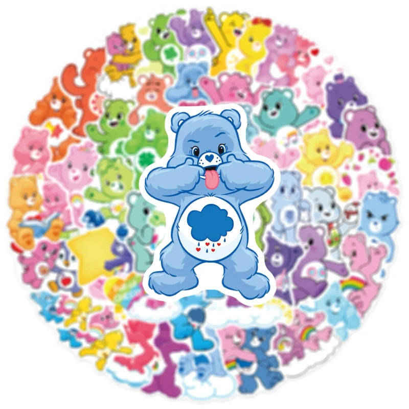 Carebears 50Pcs Classic Cartoon Animation Cute Irritable Bear Loyal Bear Children's Waterproof Sticker Room Diary Decoration