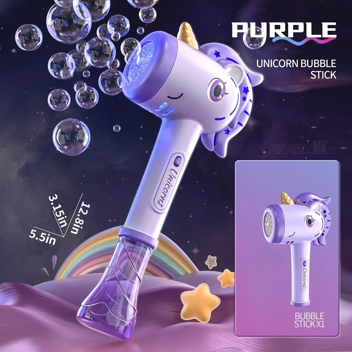 Bubble Machine Bubble Toy with Lights, Summer Outdoor Party Gift, Bubble Wand, Suitable for Young Kids, Unicorn Magic Wand