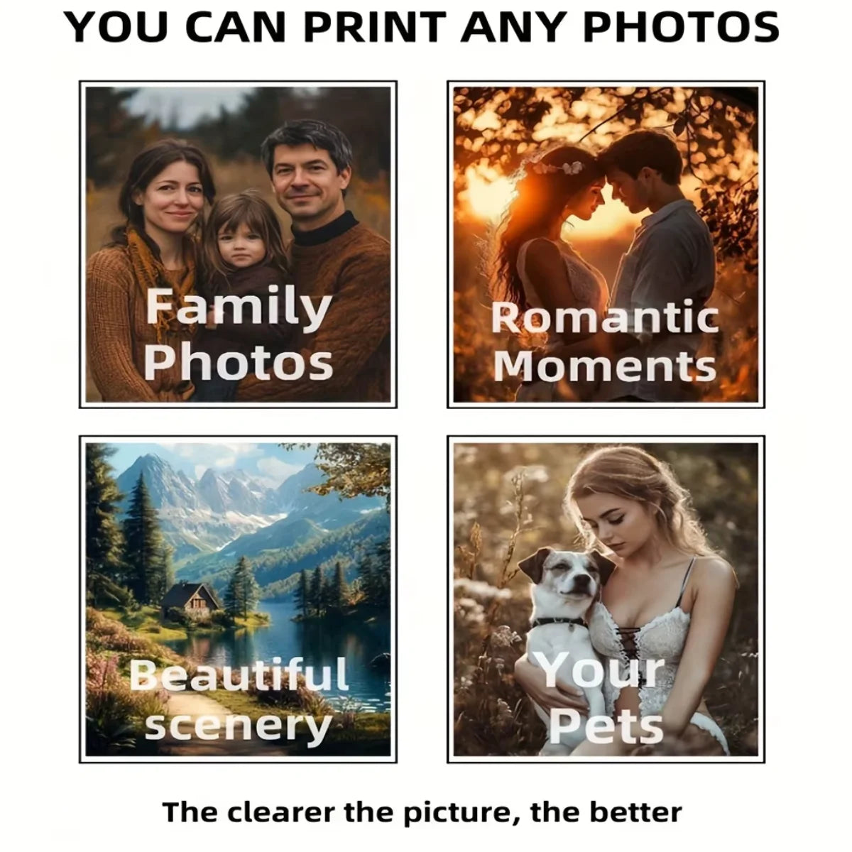 2/3/4/5/6pcs Custom Canvas Printing Personalized Photo Suitable for Family Life Pets Scenery Couple Weddings Home Decor Poster