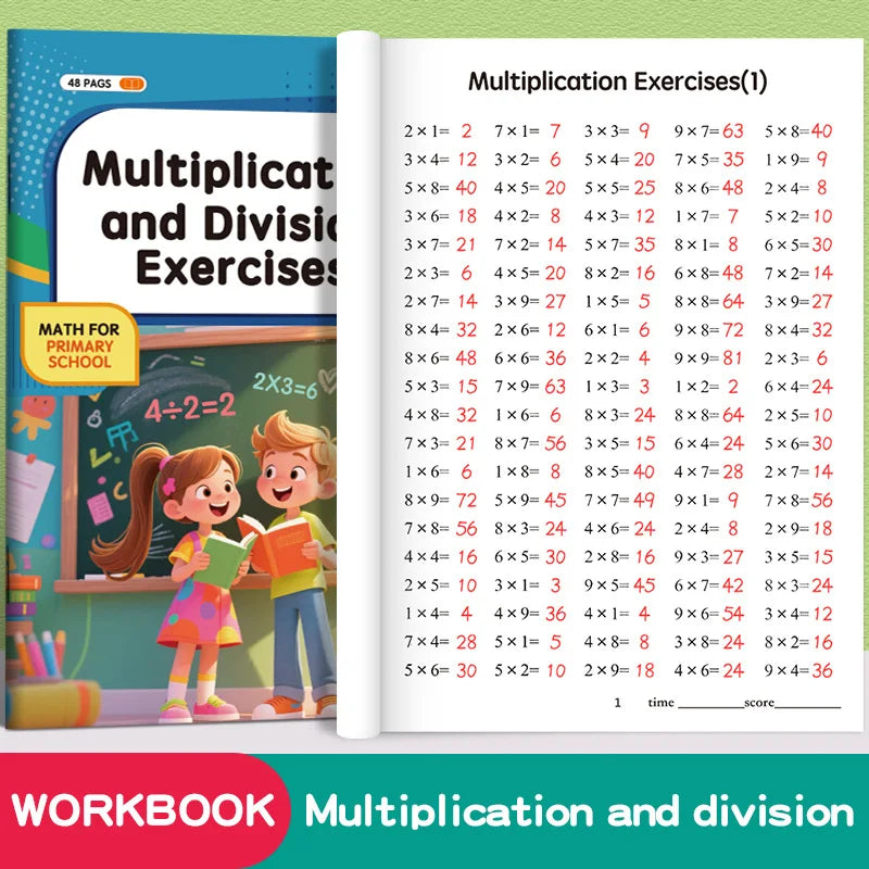 Practice Questions for Multiplication Division Specialized Training Mathematics, Math Workbook, Early Education Toys