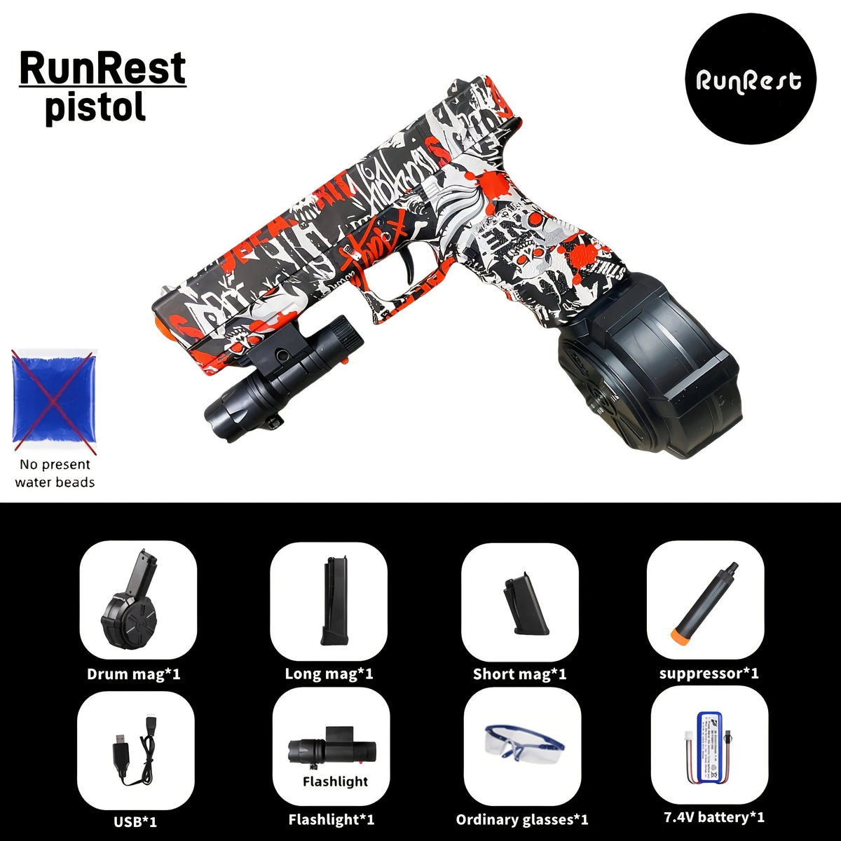 Blaster Gun, Electric Ball Blaster Pistol, High-Performance Orbeez Gun Cool Toy Gun, Outdoor Activity Splash Ball Toy Shooting Gun