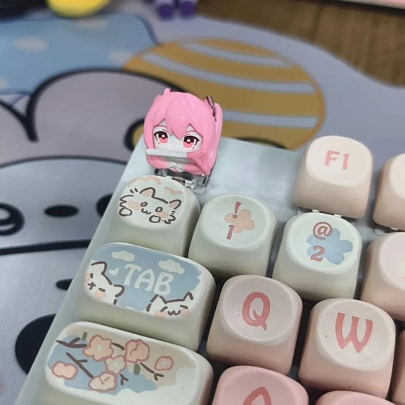 Hot Hatsune Miku DIY Keycaps Anime Personality Cross Axis PBT Mechanical Keyboard Keycap Cartoon Resin Keycaps Decoration Gifts