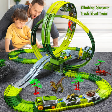 Magic Climbing Track Train Dinosaur World Road Race Flexible Track Car for Boys And Girls Aged 3-6 Birthday Gift