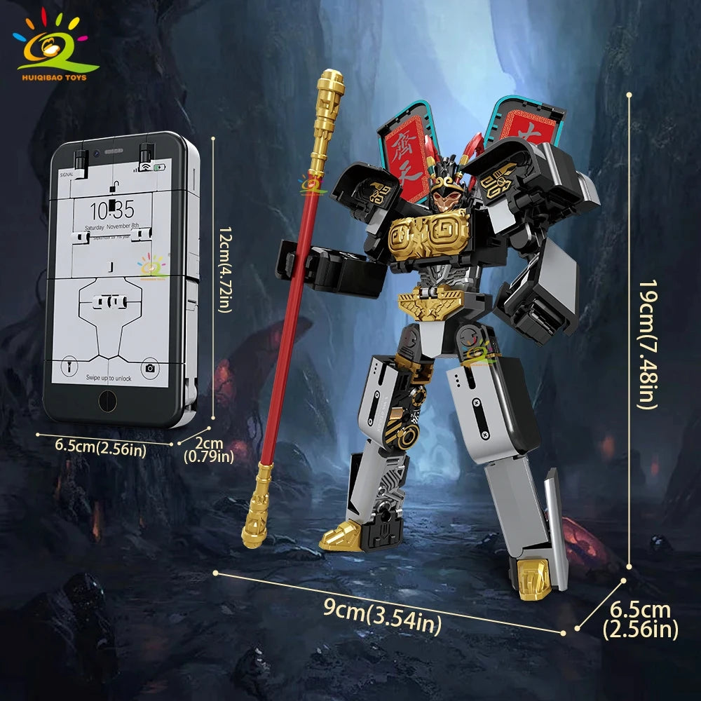 2-in-1 Transformable Monkey King Mecha Model, Transformable Robot Toy, Desktop Ornament, Educational Toy, Children's Gift